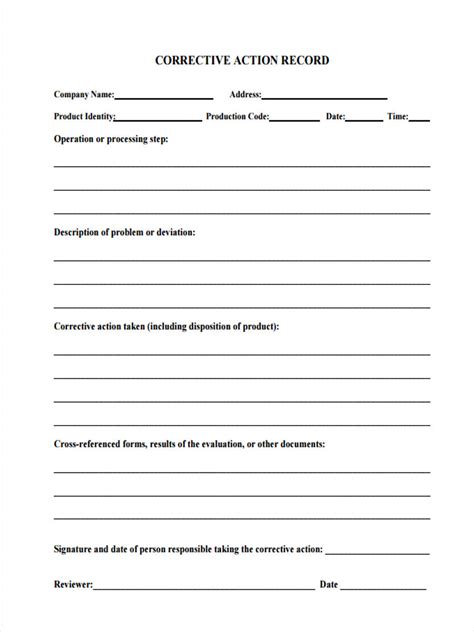 Employee Corrective Action Form Template
