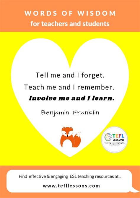 Benjamin Franklin Quote Poster Free Esl Posters Tefl Lessons