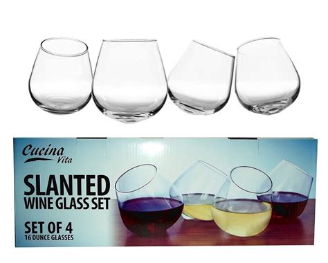 19 For A Set Of Slanted Wine Glasses Buytopia