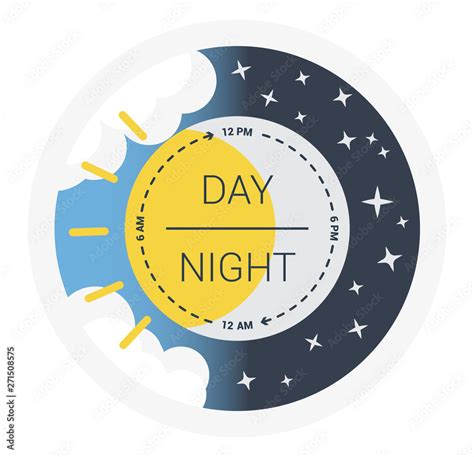 Vector Illustration Of Day And Night Day Night Concept Sun And Moon