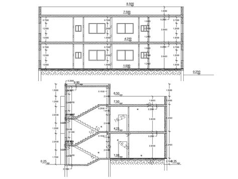 Residential Building Sections With Dimension Autocad Drawing Cadbull