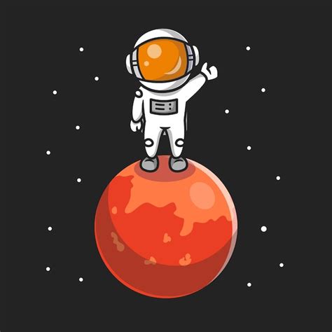 Free Vector Cute Astronaut Standing On Planet Cartoon Icon Illustration