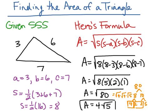 The hypotenuse is the longest side of a right triangle and is opposite the right angle. Area of Triangle Hero's Formula | Math, geometry, area ...