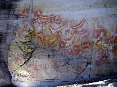Carnarvon Gorge An Aboriginal Rock Stencil Art Site With Engravings Of Vulvas Emu And