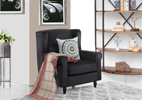 Get 5% in rewards with club o! Black Modern Velvet Fabric Upholstered Arm Chair Accent ...