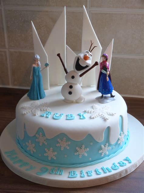 Frozen Themed Cake With A Hand Made Olaf In 2019 Frozen Party Cake