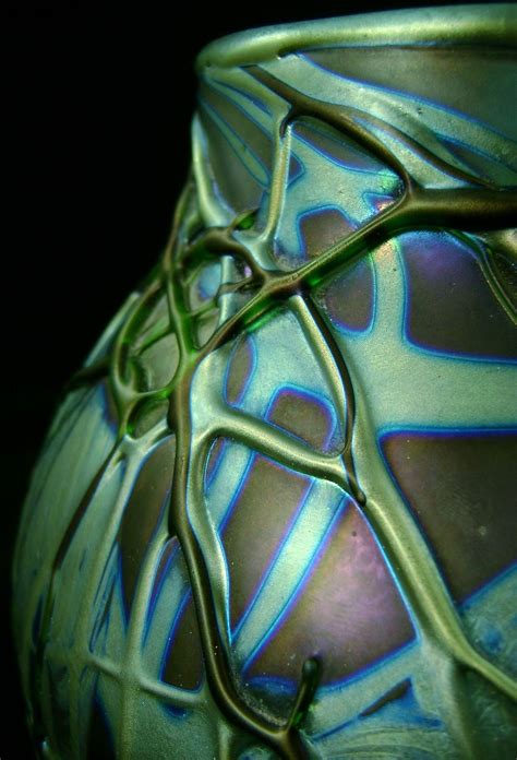 Charles Lotton Art Glass Iridescent Vase Signed 1990 From Nhantiquecoop On Ruby Lane