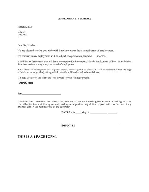 Employment Confirmation Letter Legal Forms And Business Templates