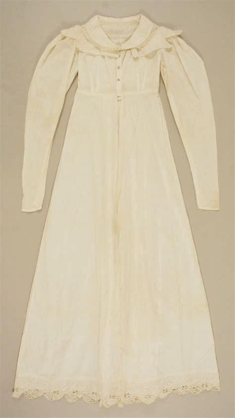 1820s America Cotton Peignoir 1820s Fashion Historical Dresses