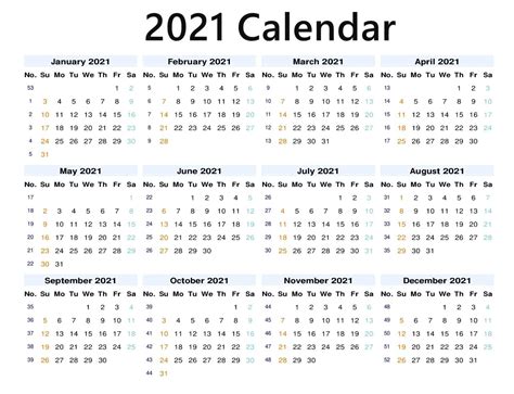 A single month view and a weekly view. 12 Months 2021 Blank Calendar | Free printable calendar templates, 2021 calendar, Printable ...