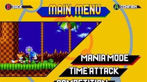 Main Menu Sonic Mania Interface In Game