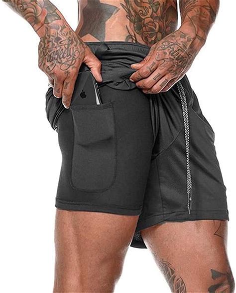 Flyself Mens Sport Shorts 2 In 1 Running Gym Quick Drying Breathable Training Joggers Shorts