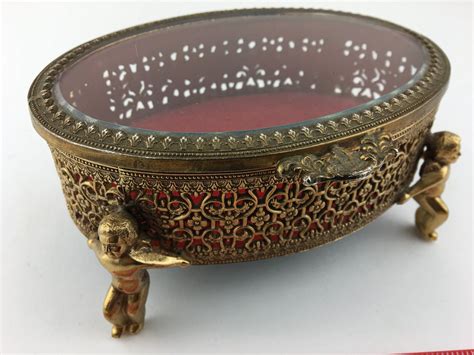Brass Trinket Box With Hinged Lid