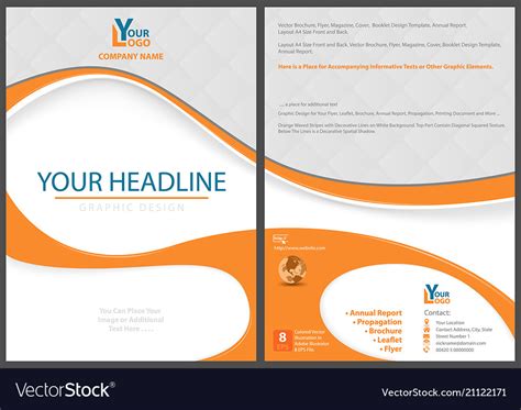 Flyer Template With Abstract Orange Shapes Vector Image