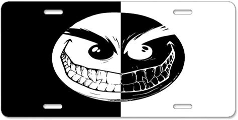 ehakb evil smiley face car accessories metal license plate frame 12 x 6 automotive