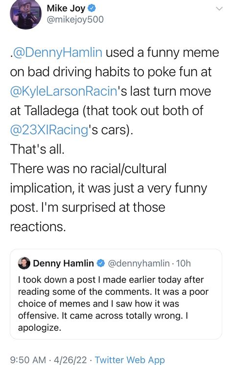 Denny Hamlins Meme Was Racist And Proof Nascar Still Has Work To Do