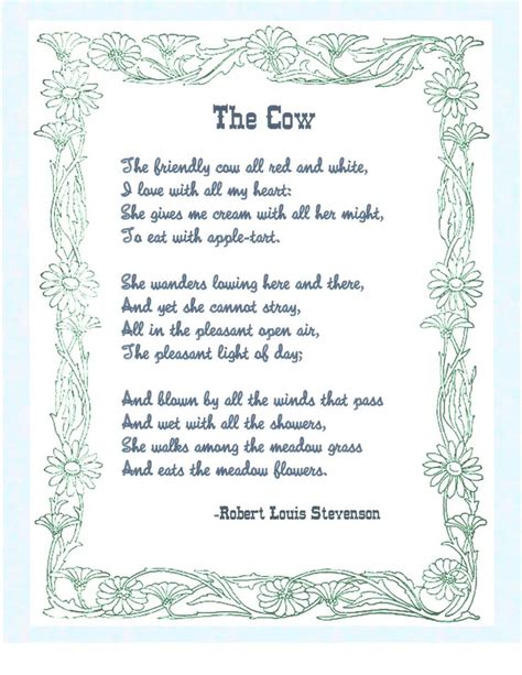 The Cow By Robert Louis Stevenson Song Lyrics And Chords Lyrics And