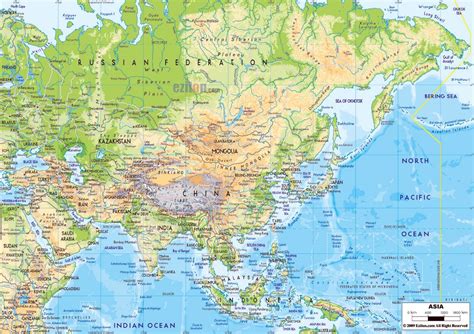 Mapa Físico Grande De Asia Con Las Principales Carreteras Y Ciudades Principales Asia Mapas