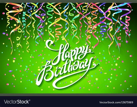 Happy Birthday Card With Green Background Vector Image