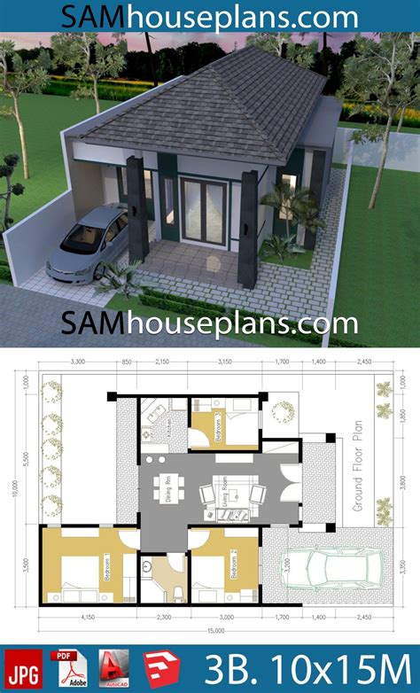 House Plans 10x15 With 3 Bedrooms Sam House Plans 3f5