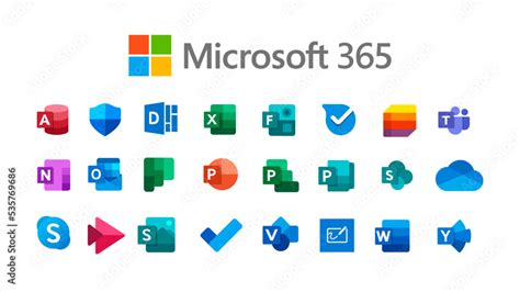Icons Collection Of Microsoft Products Microsoft 365 On White
