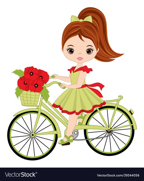 beautiful cute girl riding bicycle royalty free vector image