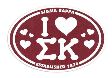 Sigma Kappa I Love Sorority Sticker Oval Sale 295 Greek Gear®