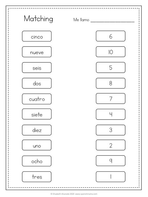 Numbers 5 Worksheet In Spanish