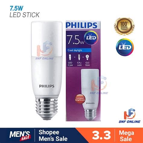 Bulk buy quality philips led bulb at wholesale prices from a wide range of verified china manufacturers & suppliers on globalsources.com. Philips LED Stick Bulb 7.5W Cool Daylight E27 | Shopee ...