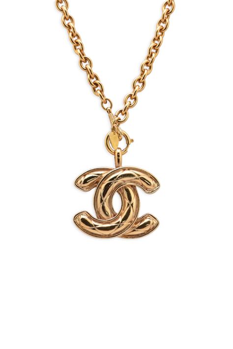 Chanel Vintage Large Cc Pendant Gold Chain Necklace