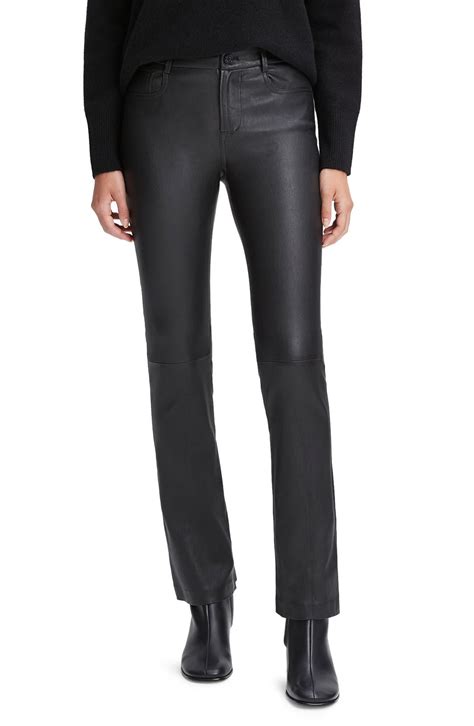 Vince Stretch Bootcut Leather Pants In Black Lyst