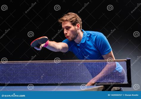 Handsome Young Man Playing Ping Pong Table Tennis Stock Image Image
