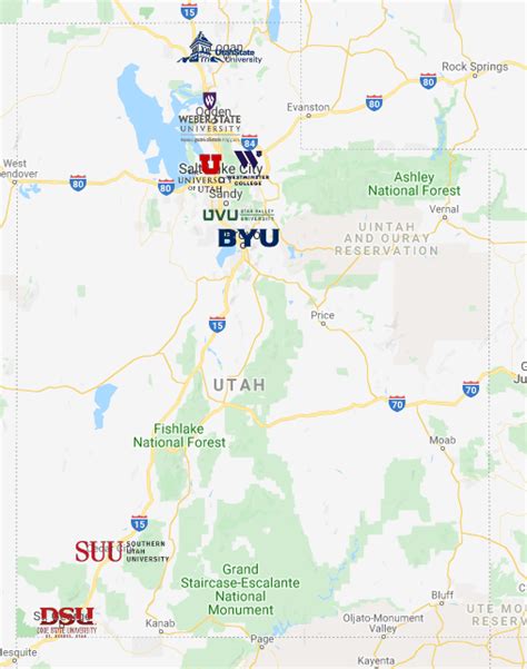 Colleges In Utah Map Colleges In Utah Mycollegeselection