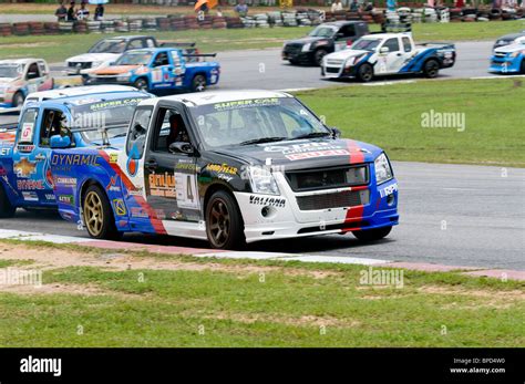 Pickup Truck Racing At Bira Circuit In Pattaya Thailand Stock Photo