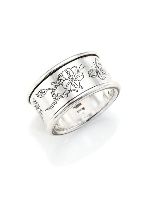 Lyst Gucci Flora Sterling Silver Ring In Metallic