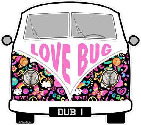 Love Bug Hippy Slogan For Retro Split Screen Vw Camper Van Bus Design External Vinyl Car Sticker