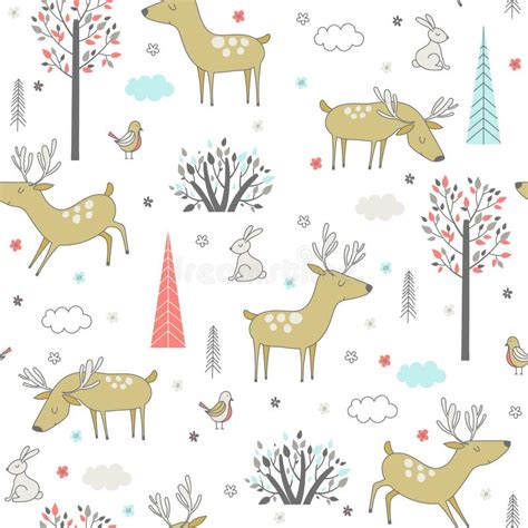 Cute Forest Animals Seamless Pattern Stock Illustrations 8275 Cute