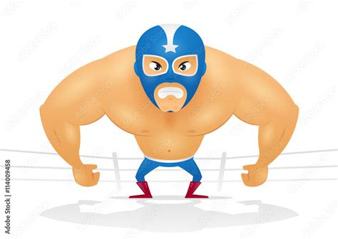 Angry Masked Wrestler Cartoon Illustration Stock Vector Adobe Stock