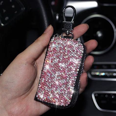 Bedazzled Car Key Holder Bag Case With Bling Rhinestones Carsoda