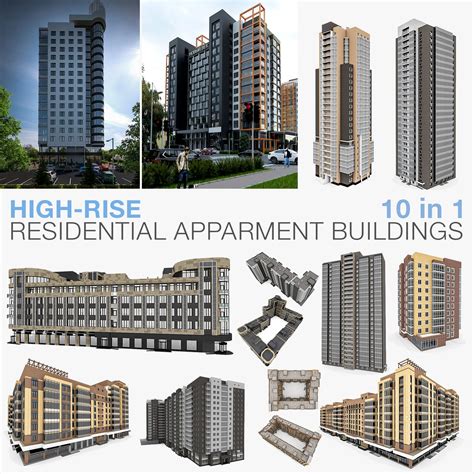 High Rise Residential Apartment Buildings 10 In 1 Vol 2 3D Model 259