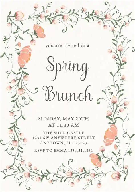 Dusty Pink Flower Free Brunch And Lunch Invitation Templates Invitanku