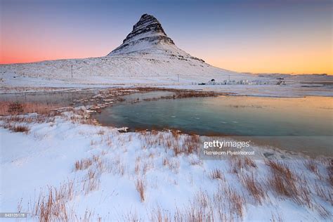 Kirkjufell Mountain In The Winter In Iceland High Res Stock Photo