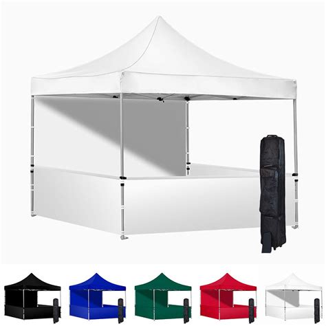 This easy to install 10x10 yard canopy cover is perfect for your patio, pool, or backyard. White 10x10 Instant Canopy Tent with 1 Full Wall and 3 ...