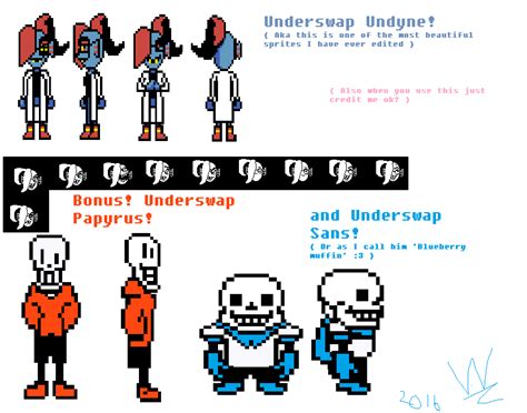 Underswap Undyne Papyrus And Sans Sprite Sheet By Vendela12 On Deviantart