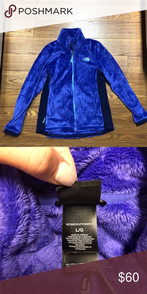 nwot purple blue fuzzy north face jacket never before worn and in great shape the color is
