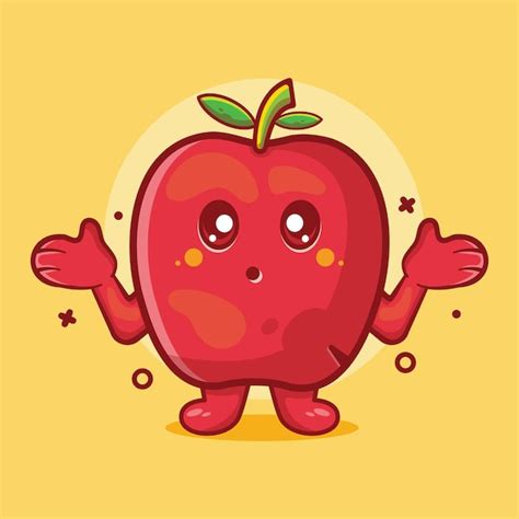 Premium Vector Cute Apple Fruit Character Mascot With Confused
