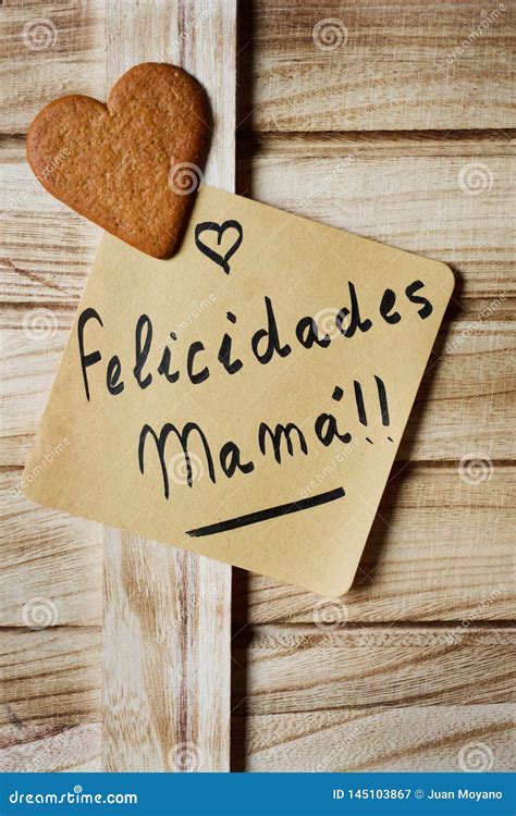 Text Felicidades Mama Congrats Mom In Spanish Stock Image Image Of