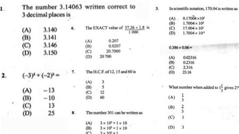 Cxc Mathematics June 2010 Paper 1 Questions 1 To 10 Youtube