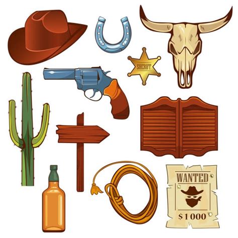 Wild West Cowboy Objects And Design Elements Stock Vector Image By