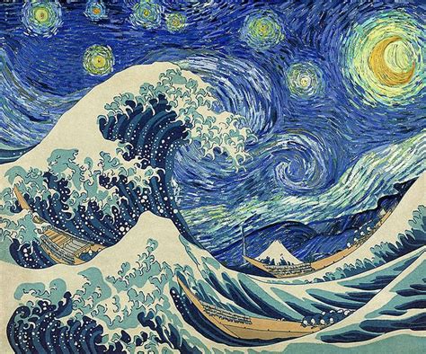 Starry Night Wave Collage La Pastiche Originals At